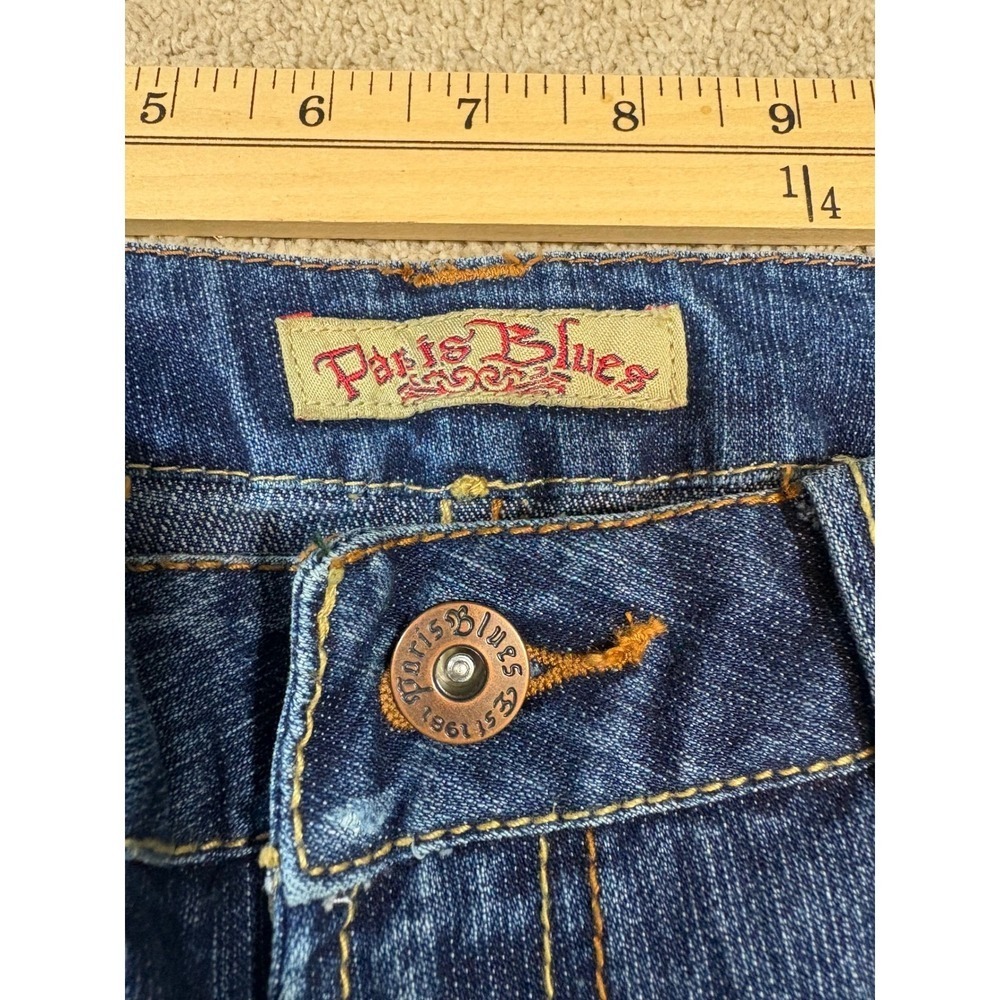 Paris Blues Distressed Bootcut Jeans Capris Blue Wash Denim Size 28‎ Vintage - Picture 7 of 10